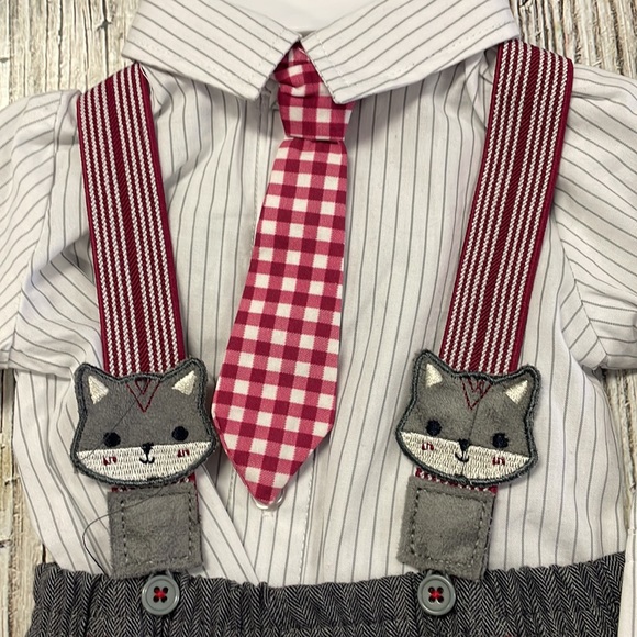 NWT Little Lad Baby Boy's 3 Piece Shirt, Pants and suspender elastic Set- - Picture 2 of 6